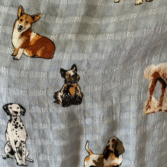 Jane + Delancey -women’s Blue, Dog Print Button-Up Shirt, short sleeve, size Med - Picture 3 of 10